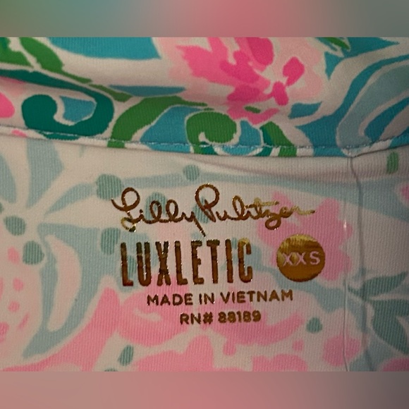 Lilly Pulitzer Luxletic Niccola Mesh Panel Half Zip Top Amalfi Blue Leaf It Wild - Picture 4 of 5